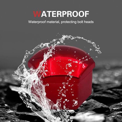 20 PCS Lug Nut Covers, 19 mm Tire Nut Dustproof Protective Cover with Pull Clip, Rustproof Electroplated Aesthetically Pleasing Decoration, for Most Cars Tire Trim Accessories (Red) in Saudi Arabia