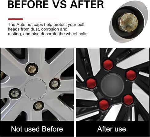 20 PCS Lug Nut Covers, 19 mm Tire Nut Dustproof Protective Cover with Pull Clip, Rustproof Electroplated Aesthetically Pleasing Decoration, for Most Cars Tire Trim Accessories (Red) in Saudi Arabia