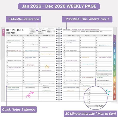 كتاب مواعيد 2026، 30 دقيقة في الساعة، مخطط تقويم أسبوعي وشهري 2026، يناير 2026 - ديسمبر 2026، 8.5 بوصة × 11 بوصة، مخطط يومي 2026 مع علامات تبويب وجيب، غطاء مرن، رائع للمكتب والمنزل والمدرسة in Saudi Arabia