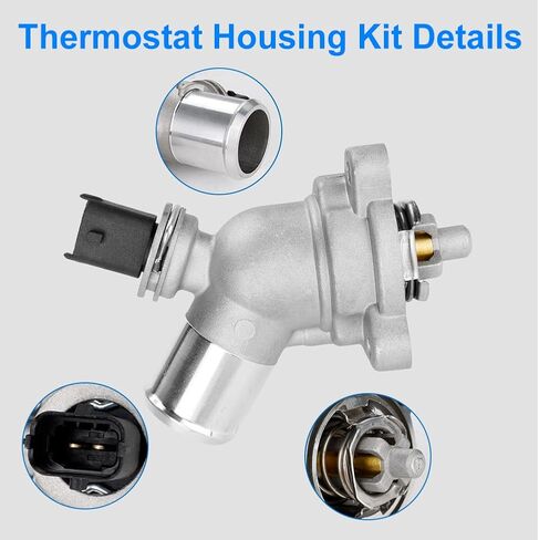 Engine Coolant Thermostat Housing Assembly Compatible with Chevy Spark 2013 2014 2015 1.2L Replacement for 96988257 25192923 902-753 131-189 9698-8257 2519-2923 in Saudi Arabia