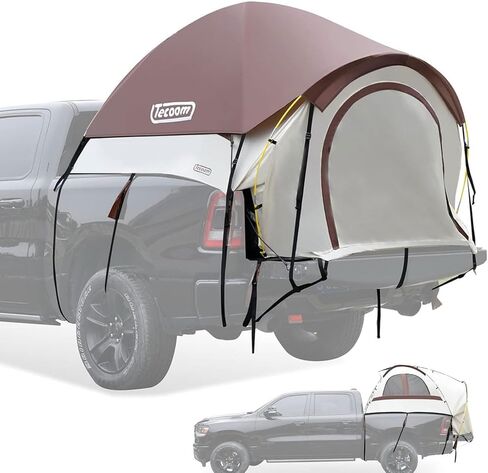 خيمة Tecoom Pop Up Truck Tent مقاومة للماء PU3000mm، خيمة مزدوجة الطبقة لشخصين لسرير صغير بطول 5.5-5.8 قدم، خيمة سرير شاحنة مدمجة ومحمولة كاملة الحجم للتخييم في الهواء الطلق، سهلة التركيب، أزرق رمادي in Kuwait