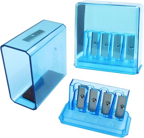 2Pcs Manual Pencil Sharpener Clear Graphite Pencil Sharpener with Plastic Lid 4 Holes for Colored Pencils, Sketching, Charcoal in Saudi Arabia