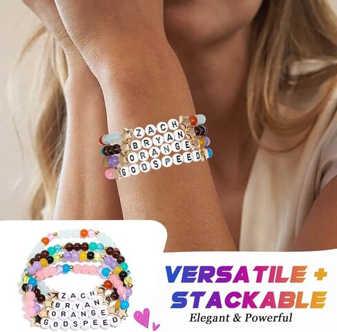 AICase for Zach Merch Gifts Inspired Bracelets 4 Pcs Stackable Stretch Beaded Friendship Bracelets Concert Outfit Vinyl Poster Sticker Merchandise Gifts for Fans Women Birthday Christmas in Saudi Arabia