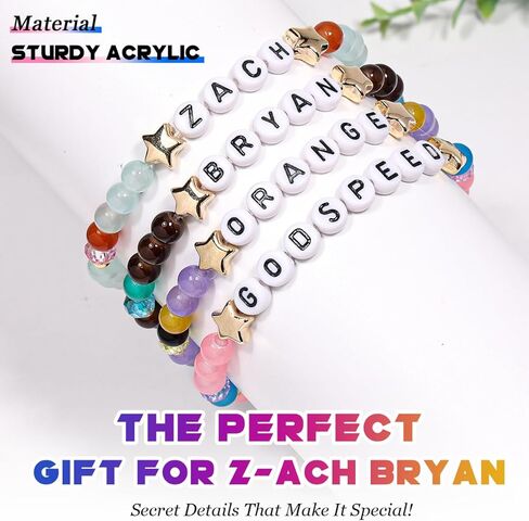 AICase for Zach Merch Gifts Inspired Bracelets 4 Pcs Stackable Stretch Beaded Friendship Bracelets Concert Outfit Vinyl Poster Sticker Merchandise Gifts for Fans Women Birthday Christmas in Saudi Arabia