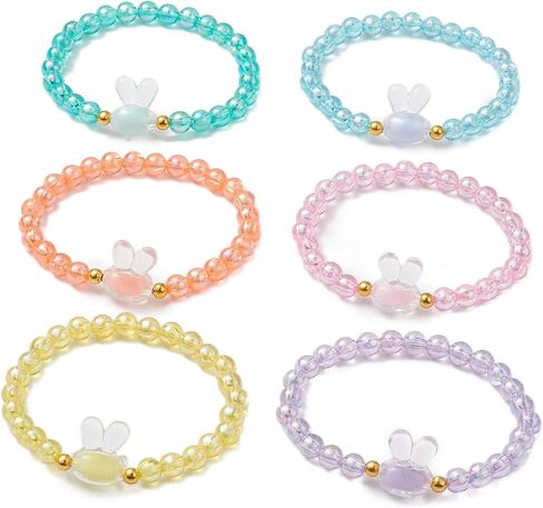 Easter Bracelet Rabbit Bunny Charm Wristlet Cute Rabbit Chick Egg Beaded Stretchable Bracelet for Women Easter Bunny Jewelry Holiday Party Gift in Saudi Arabia