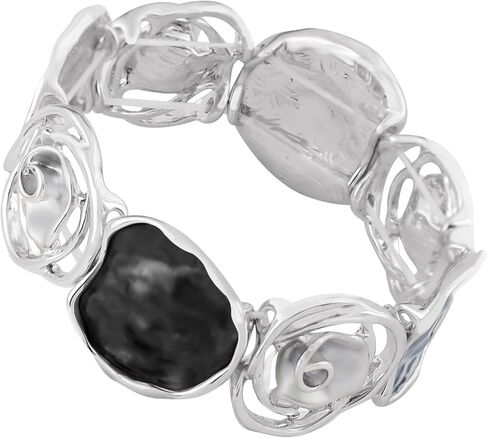 Alilang Hollow Out Rose Flower Stretch Bangle Enamel Painted Elastic Wide Bracelet for Brides Bridesmaid in Saudi Arabia