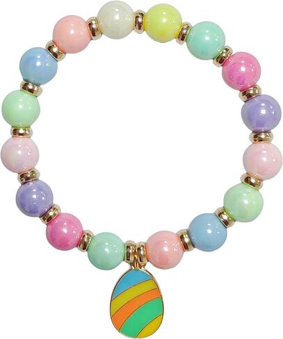 Easter Bracelet Rabbit Bunny Charm Wristlet Cute Rabbit Chick Egg Beaded Stretchable Bracelet for Women Easter Bunny Jewelry Holiday Party Gift in Saudi Arabia