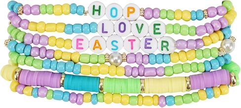 Easter Bracelet Rabbit Bunny Charm Wristlet Cute Rabbit Chick Egg Beaded Stretchable Bracelet for Women Easter Bunny Jewelry Holiday Party Gift in Saudi Arabia