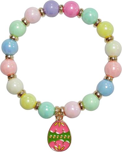 Easter Bracelet Rabbit Bunny Charm Wristlet Cute Rabbit Chick Egg Beaded Stretchable Bracelet for Women Easter Bunny Jewelry Holiday Party Gift in Saudi Arabia