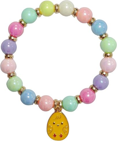 Easter Bracelet Rabbit Bunny Charm Wristlet Cute Rabbit Chick Egg Beaded Stretchable Bracelet for Women Easter Bunny Jewelry Holiday Party Gift in Saudi Arabia