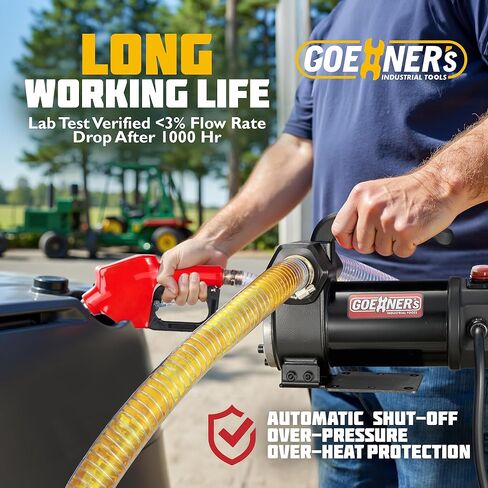 مضخة نقل الديزل 12 فولت تيار مستمر، مجموعة مضخة نقل الوقود ذاتية التحضير 15 جالونًا في الدقيقة مع فوهة إيقاف تلقائي وخراطيم لمزرعة الخزان البحرية RV in Kuwait