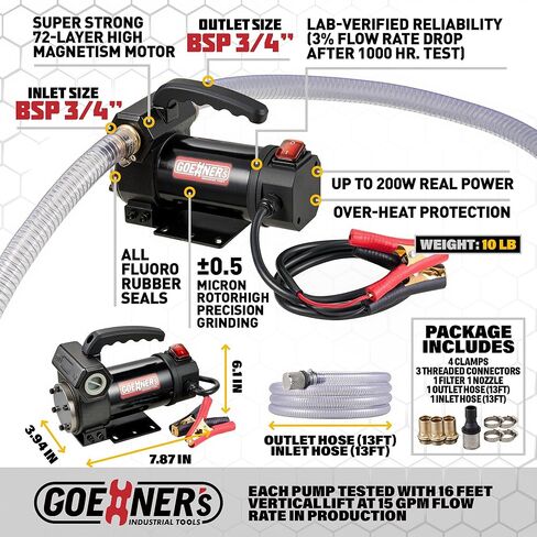 مضخة نقل الديزل 12 فولت تيار مستمر، مجموعة مضخة نقل الوقود ذاتية التحضير 15 جالونًا في الدقيقة مع فوهة إيقاف تلقائي وخراطيم لمزرعة الخزان البحرية RV in Kuwait