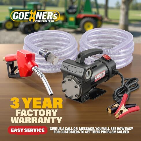 مضخة نقل الديزل 12 فولت تيار مستمر، مجموعة مضخة نقل الوقود ذاتية التحضير 15 جالونًا في الدقيقة مع فوهة إيقاف تلقائي وخراطيم لمزرعة الخزان البحرية RV in Kuwait