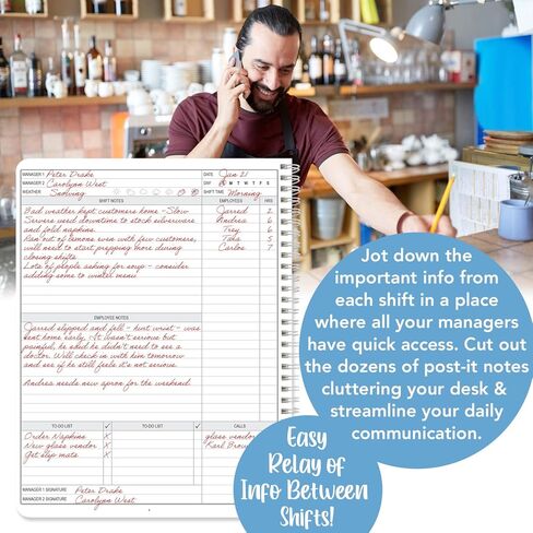 BookFactory Manager Notebook Manager's Log Book Planner Management Logbook, Wire-O 100 Pages 6" x 9" (Made in USA) in Saudi Arabia