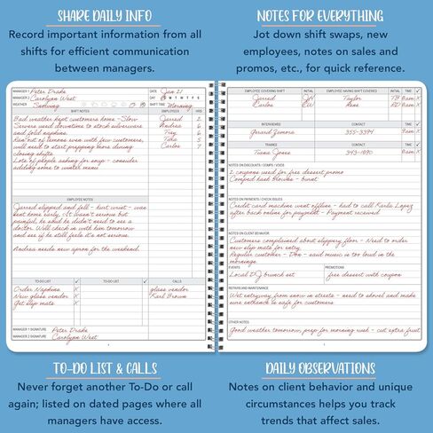 BookFactory Manager Notebook Manager's Log Book Planner Management Logbook, Wire-O 100 Pages 6" x 9" (Made in USA) in Saudi Arabia
