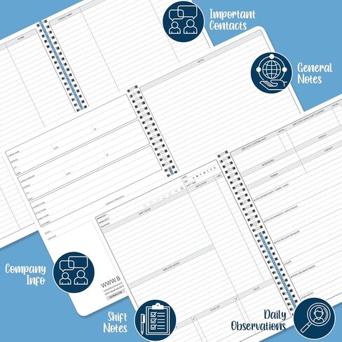 BookFactory Manager Notebook Manager's Log Book Planner Management Logbook, Wire-O 100 Pages 6" x 9" (Made in USA) in Saudi Arabia