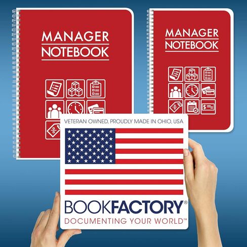 BookFactory Manager Notebook Manager's Log Book Planner Management Logbook, Wire-O 100 Pages 6" x 9" (Made in USA) in Saudi Arabia