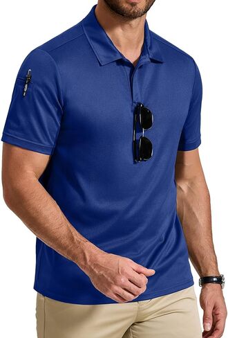 COOFANDY Mens Polo Shirt Short Sleeve Quick Dry Tactical Shirts Golf Polos Collared Work Shirts for Men with Pocket in Saudi Arabia