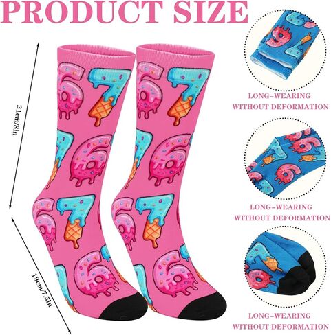 Whaline 4 Pairs Meme 6 7 Socks Ice Cream Socks White Black Blue Pink Sock for Holiday Party Gift Supplies in Saudi Arabia