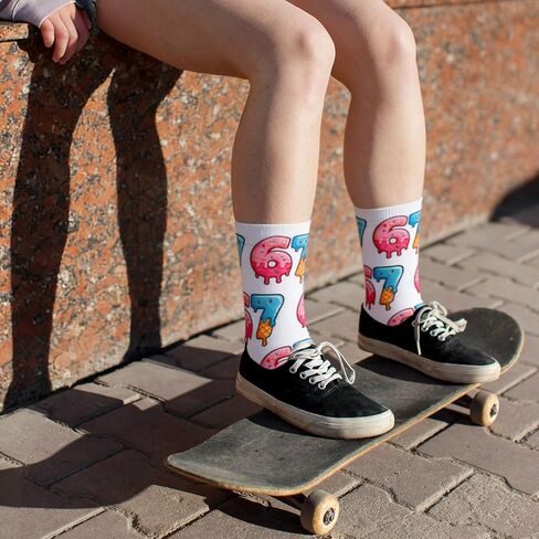 Whaline 4 Pairs Meme 6 7 Socks Ice Cream Socks White Black Blue Pink Sock for Holiday Party Gift Supplies in Saudi Arabia
