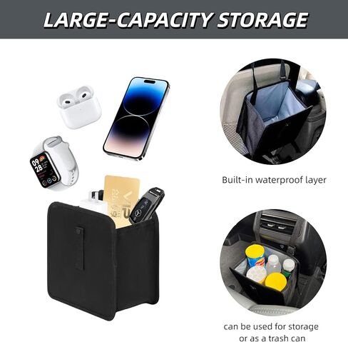 Foldable Hanging Car Trash Can, Large Capacity Waterproof Bag, Leakproof Storage Organizer with Handle, for Auto Interior, Travel, Camping in Saudi Arabia