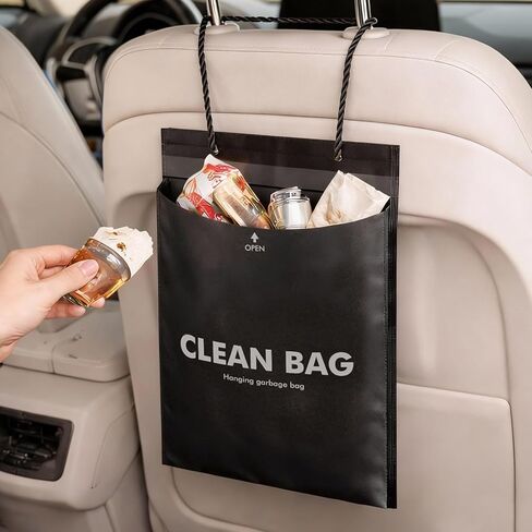 50PCS Recycled Disposable Car Trash Bags, Leakproof, Smell Proof Hanging Garbage Bags for Car, Truck, SUV & Vehicle, Black in Saudi Arabia
