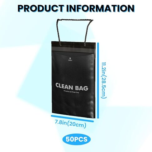 50PCS Recycled Disposable Car Trash Bags, Leakproof, Smell Proof Hanging Garbage Bags for Car, Truck, SUV & Vehicle, Black in Saudi Arabia