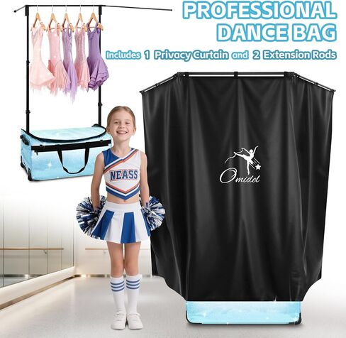 Dance Bag with Garment Rack and Curtain | 23" Sparkling Dance Competition Duffle Bag with Rack & Wheels | Upgraded Stable System | Ideal Rolling Dance Suitcase for Dancer Cheerleader Gymnast Traveler in Saudi Arabia