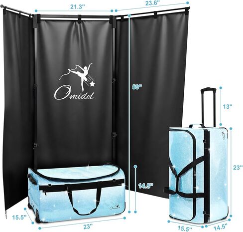 Dance Bag with Garment Rack and Curtain | 23" Sparkling Dance Competition Duffle Bag with Rack & Wheels | Upgraded Stable System | Ideal Rolling Dance Suitcase for Dancer Cheerleader Gymnast Traveler in Saudi Arabia
