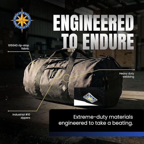حقائب دفل للسفر من Diamond Ripstop مع جيوب، متينة للغاية ومقاومة للتمزق، خياطة معززة، مقاومة للطقس، حقيبة دفل قابلة للطي للسفر (14 بوصة × 30 بوصة، 75 لتر، أسود) in Kuwait
