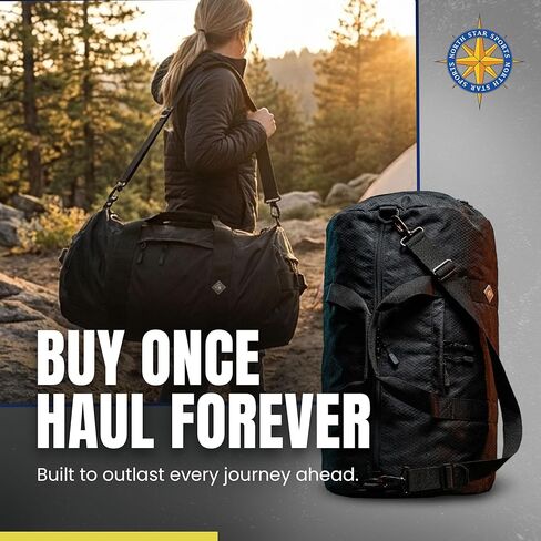 حقائب دفل للسفر من Diamond Ripstop مع جيوب، متينة للغاية ومقاومة للتمزق، خياطة معززة، مقاومة للطقس، حقيبة دفل قابلة للطي للسفر (14 بوصة × 30 بوصة، 75 لتر، أسود) in Kuwait