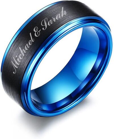Personalized Couple Rings for him Her,Custom Engrave Name Stainless Steel/Tungsten His and Her Matching Promise Wedding Ring Set for Men Women bf gf, Customized Gifts for Valentine's Day in Saudi Arabia