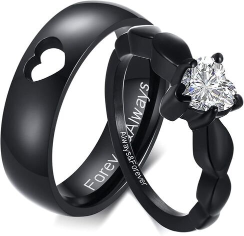 Personalized Couple Rings for him Her,Custom Engrave Name Stainless Steel/Tungsten His and Her Matching Promise Wedding Ring Set for Men Women bf gf, Customized Gifts for Valentine's Day in Saudi Arabia