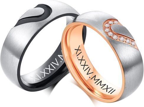 Personalized Couple Rings for him Her,Custom Engrave Name Stainless Steel/Tungsten His and Her Matching Promise Wedding Ring Set for Men Women bf gf, Customized Gifts for Valentine's Day in Saudi Arabia