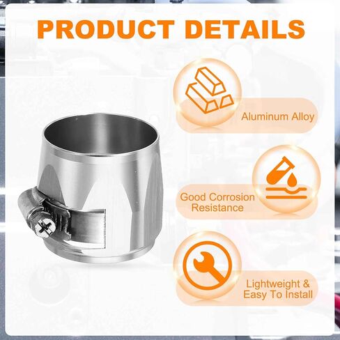 HARFINGTON 2pcs 42MM Hose Finisher Clamp Aluminium Hex Car Hose Finisher Flexible Pipe Clamps with Screw Band for Fuel Gas Oil Air Water Tube, Silver in Saudi Arabia