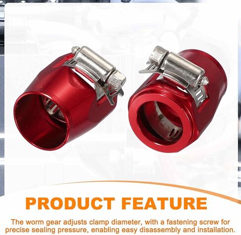 HARFINGTON 2pcs 42MM Hose Finisher Clamp Aluminium Hex Car Hose Finisher Flexible Pipe Clamps with Screw Band for Fuel Gas Oil Air Water Tube, Silver in Saudi Arabia