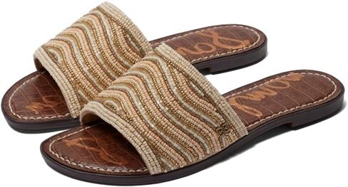 Sam Edelman Gallie Natural Multi Slip On Rounded Open Toe Flat Slides Sandals in Saudi Arabia