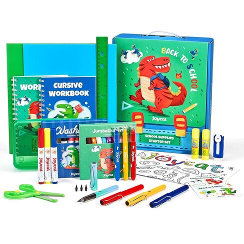 46-Piece Washable Back to School Supplies Gift Kit for Kids-Dinosaur Essential First Day Gift Set for Kindergarten & Elementary, Art Supplies & Refillable Tools, Ideal Kids Stationery Set for Boys. in Saudi Arabia