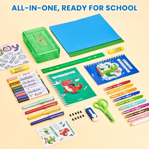 46-Piece Washable Back to School Supplies Gift Kit for Kids-Dinosaur Essential First Day Gift Set for Kindergarten & Elementary, Art Supplies & Refillable Tools, Ideal Kids Stationery Set for Boys. in Saudi Arabia
