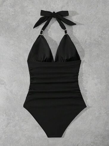 Women's Backless Halter Neck Monokini Swimsuit - Full Cup Casual One-Piece Swimwear for Beach & Vacation in Saudi Arabia
