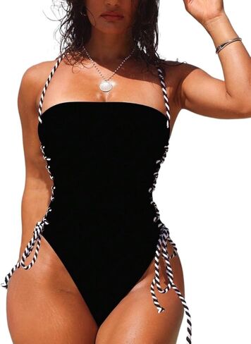 Womens High Cut Backless Halter Neck Monokini Swimsuit - Sexy One-Piece Bikini for Beach & Vacation in Saudi Arabia