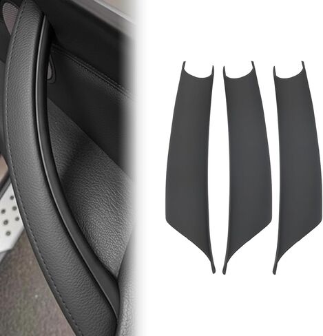 3 قطع غطاء مقبض سحب الباب الداخلي لسيارة BMW X5 E70 (2008–2013) X6 E71 (2008–2014)، غير لاصق، غير قابل للتفكيك، تثبيت على اليسار واليمين، أسود in Kuwait