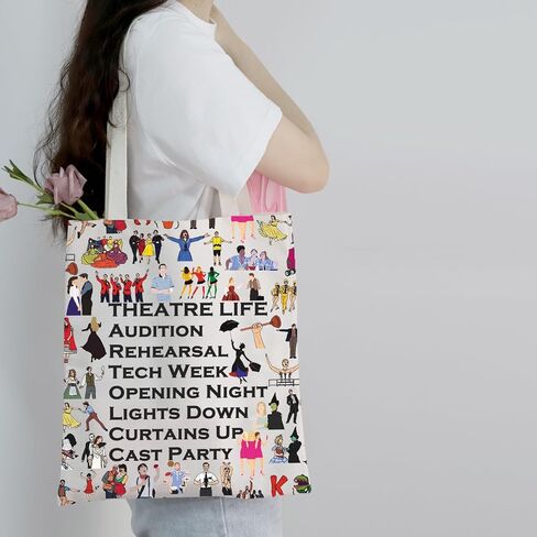 PXTIDY Musical Theatre Life Tote Bag Dramatic Theatrical Thespian Gift Theatre Drama Shoulder Bag Actor Actress Gifts in Kuwait