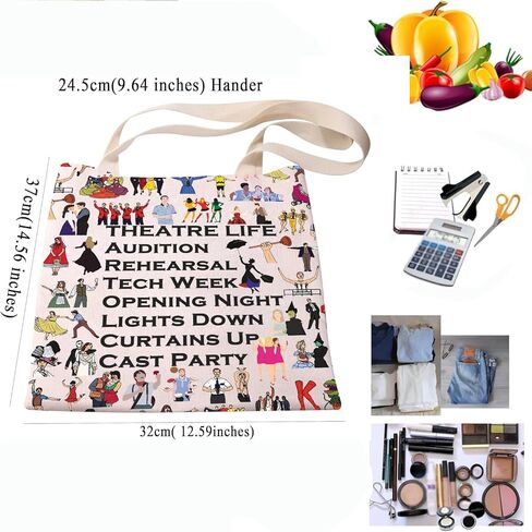 PXTIDY Musical Theatre Life Tote Bag Dramatic Theatrical Thespian Gift Theatre Drama Shoulder Bag Actor Actress Gifts in Kuwait