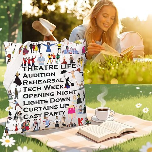 PXTIDY Musical Theatre Life Tote Bag Dramatic Theatrical Thespian Gift Theatre Drama Shoulder Bag Actor Actress Gifts in Kuwait