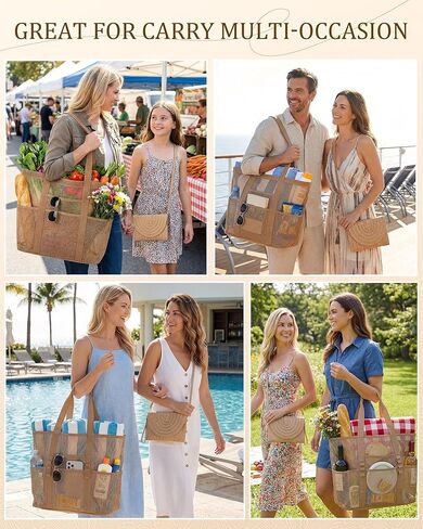 2 Pcs Mesh Beach Bag Straw Clutch Handbag for Women Travel Tote Set Purse with Pouch Beach Bag with Handwoven Clutch for Summer Vacation Cruise Travel in Saudi Arabia