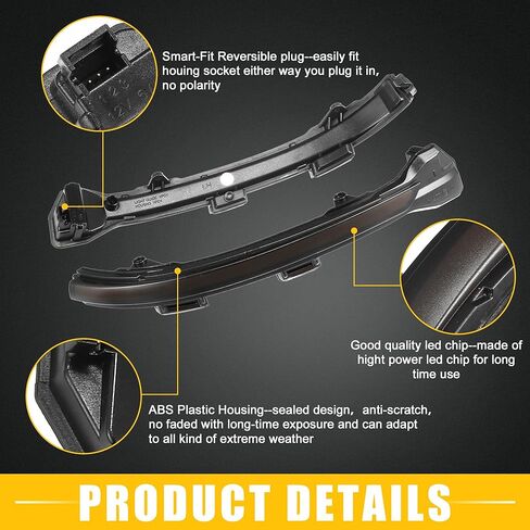 Side Mirror Marker Light Turn Signals Lights 5GD949101 for VW Golf 7 2012-2018 Plastic Black in Saudi Arabia