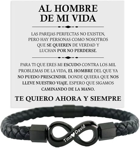 Personalized Name,Spanish Card,To My Man, From Wife & Girlfriend, Stainless Steel Braided Bracelet for Men, for Birthday, Anniversary,Father's Day,Valentine's Day,Christmas Gifts in Saudi Arabia