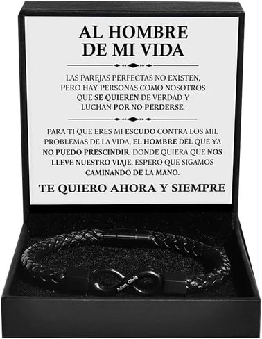 Personalized Name,Spanish Card,To My Man, From Wife & Girlfriend, Stainless Steel Braided Bracelet for Men, for Birthday, Anniversary,Father's Day,Valentine's Day,Christmas Gifts in Kuwait