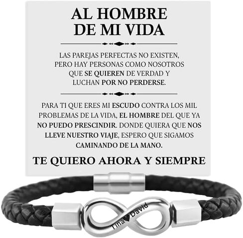 Personalized Name,Spanish Card,To My Man, From Wife & Girlfriend, Stainless Steel Braided Bracelet for Men, for Birthday, Anniversary,Father's Day,Valentine's Day,Christmas Gifts in Kuwait